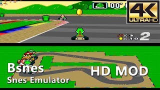Bsnes 107.1 (HD Mode 7) | Super Mario Kart (4K Gameplay)