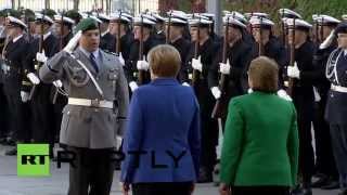 Germany: Watch the German Army salute Merkel and Chilean leader