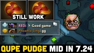 When Qupe Try Pudge Mid in 7.24 New Patch - QUPE PUDGE God New Role | Genius Pudge