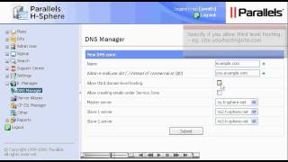 Creating a DNS zone in Hsphere