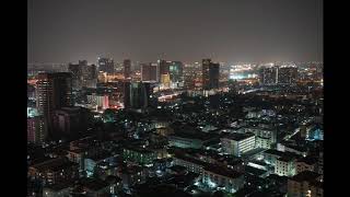 C Ekkamai balcony view in night Bangkok. Timelapse.