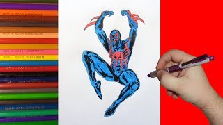 How to draw Spider Man 2099, Как нарисовать Человека паука