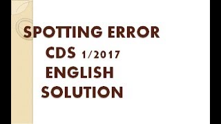 CDS 1/2017 ERROR DETECTION LIVE SOLUTION