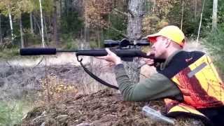 Sauer 202 Classic XT, 30-06, 200 grain Lapua Mega, A-Tec Maxim 6 baffle sound moderator.