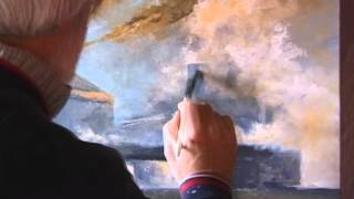 Painting demo of Redcar Blast Furnace by P. J. Boville