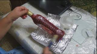 Декор бутылки фольгой
