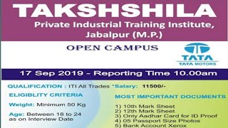 TATA Motors Campus Placement For ITI Holders In Jabalpur (M.P)