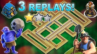 ?3 REPLAYS!?NEW TH12 WAR BASE 2018 ANTI 2 STAR Anti Everything BoWitch,Miner,Anti Queen Walk,Hog