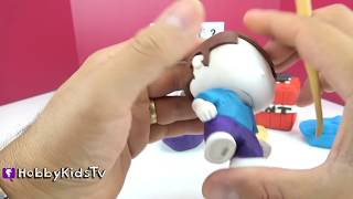 Minecraft Steve Play Doh Blank Build + Surprise Eggs! HobbyKidsTV