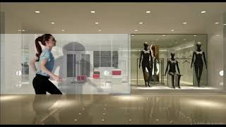Panneaux LED transparents en vitrine