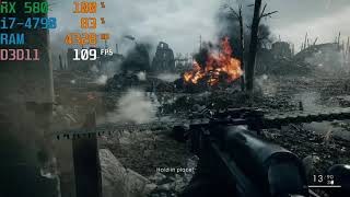 Battlefield 1 i7-4790 RX 580 8GB RAM ULTRA SETTINGS 1080P