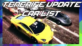 Asphalt 8 | TENERIFE UPDATE CAR LIST (All 8 Cars) + Trailer Footage + Car Name