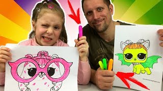 1, 2, 3 МАРКЕРА ЧЕЛЛЕНДЖ и ЛОЛ ПИТОМЦЫ L.O.L. Pets / ПАПА против НИКОЛЬ 3 marker challenge