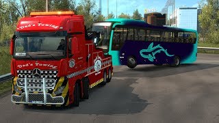 ETS2 Singleplayer (1.34) - ProMods Map v2.33 - MOD Mercedes Actros Tow Truck