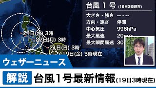 台風1号最新情報(19日3時現在)