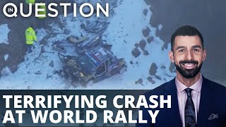 WATCH: Terrifying crash as rally car plunges into ravine