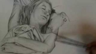 Watch a drawing as it happens. Two women in bed.