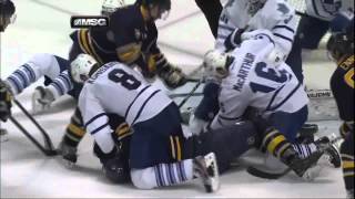 Jordan Leopold goal in wild scrum. Toronto Maples Leafs vs Buffalo Sabres 4/3/12 NHL Hockey