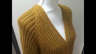 ЧАСТЬ 1. Кардиган. Реглан сверху. Ложная английская резинка. Подрез. Raglan.Cardigan.Brioche stitch.