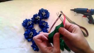 Венок из васильков Канзаши