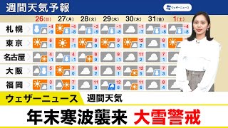 【週間天気】年末寒波襲来 大雪警戒