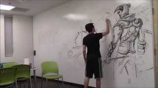 Amazing HUGE Skyrim drawing!!! Using only an expo marker [How-to Time Lapse]