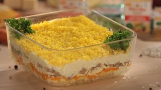 Салат «Ризька мімоза» - улюблена страва у новому виконанні