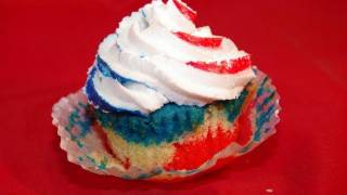 Red, White and Blue Tie Dye Cupcakes