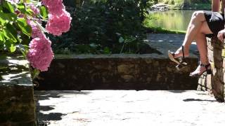 Dangling in the rose garden park FEET FETISH Shoeplay