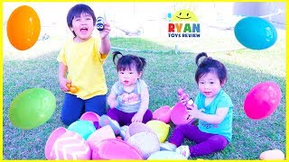 Easter Egg Hunt Surprise Toys for kids and Bubbles Playtime with Ryan, Emma, and Kate!