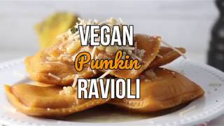 Vegan Pumpkin Ravioli in a brown butter sage sauce