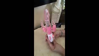 Vibrador con estumulación Ana y Clitoral y Perlas giratoria