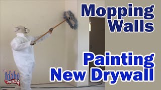 Mopping Walls Before Priming.  Painting New Wallboard or Drywall.  New construction painting.