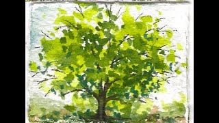Miniature Watercolor Painting, Summer tree