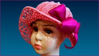Шляпка с полями. Шляпка крючком. Вязание шляпки. Шапка крючком. (The hat with the fields)