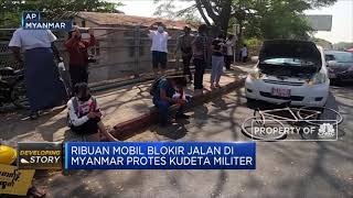 Ribuan Mobil Blokir Jalan Di Myanmar Protes Kudeta Militer