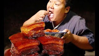 江湖名菜“東坡肉”，一次做90塊錢的，大口吃肉真過癮，看餓了【七戒覓食記】