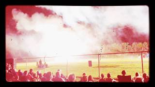 FIRE BALLS AND FIREWORK NIAGARA FALLS WITH A HORSE GOING BY IT