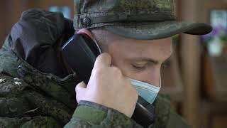 Работа российских миротворцев в пункте приема граждан в Нагорном Карабахе