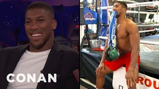 Anthony Joshua Can Lift Weights With His Mouth  - CONAN on TBS