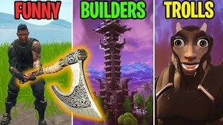 NEW SEASON 5 VIKING AXE! FUNNY vs BUILDERS vs TROLLS! Fortnite Battle Royale Funny Moments