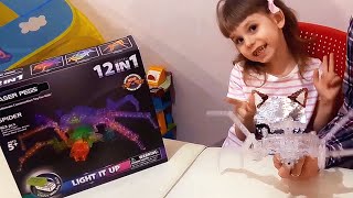 Конструктор ПАУК 12в1 Laser Pegs который светиться в темноте