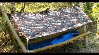 Походная кровать укрытие из пончо и плащ палатки