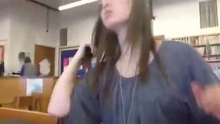 Girl eats camera man