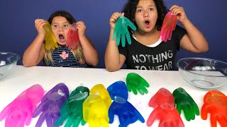3 COLORS OF GLUE SLIME GLOVES CHALLENGE!
