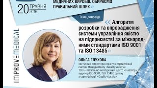 Ольга Глухова - Алгоритм розробки та впровадження системи управління якістю ISO 9001 та ISO 13485