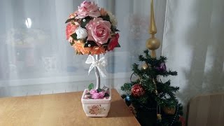 DIY ТОПИАРИЙ НЕЖНАЯ РОЗА/ Мастер класс Дерево счастья своими руками/ How to Make a Topiary