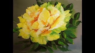Желтые розы поэтапно маслом "одним мазком".Yellow rose. Painting