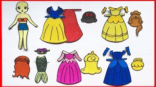 Tự làm búp bê giấy #6 Công chúa Disney bạch tuyết, lọ lem, ariel, belle.. Paper dolls (Chim Xinh)