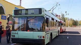 Riding by the oldest working trolleybus in Minsk- MAZ-103T №4444